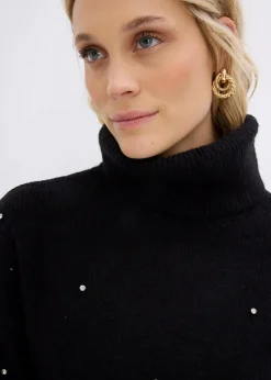 Best Rollkragenpullover mit Strasssteinen Damen Pullover & Strickjacken|Strickmode
