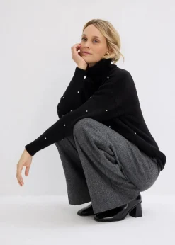 Best Rollkragenpullover mit Strasssteinen Damen Pullover & Strickjacken|Strickmode