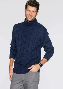 Rollkragenpullover mit Zopfmuster Herren Pullover & Strickjacken|Große Größen