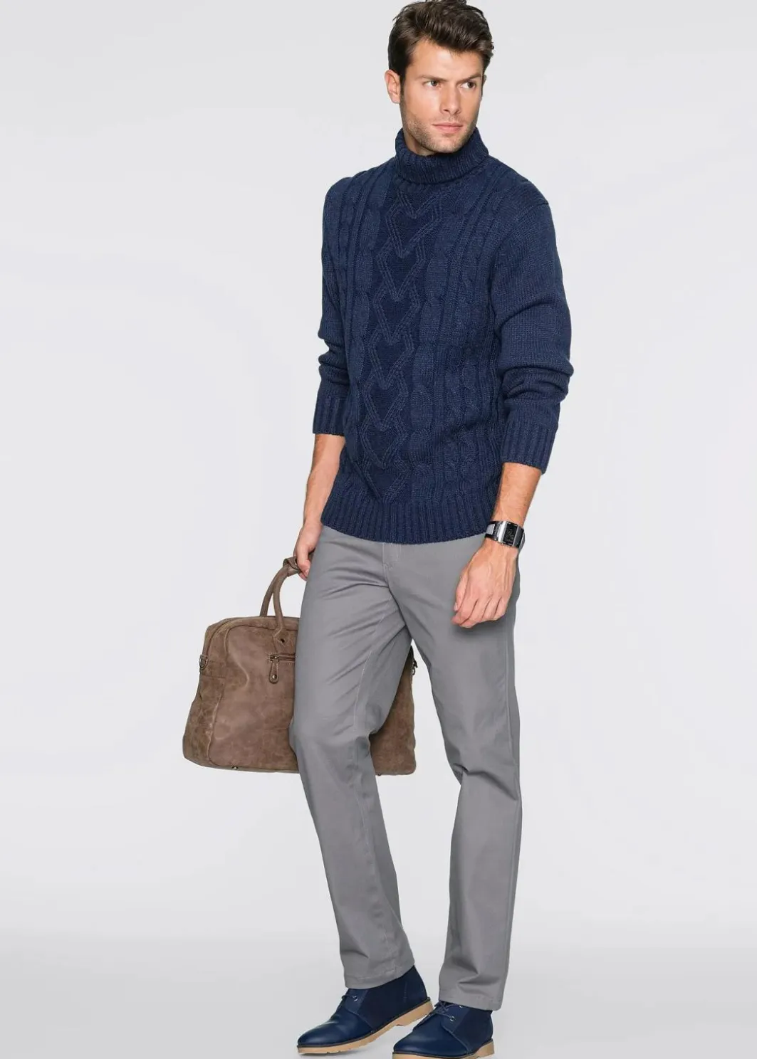 Rollkragenpullover mit Zopfmuster Herren Pullover & Strickjacken|Große Größen