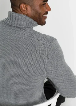 Herren bonprix Pullover & Strickjacken|Große Größen|Rollkragenpullover mit Zopfmuster