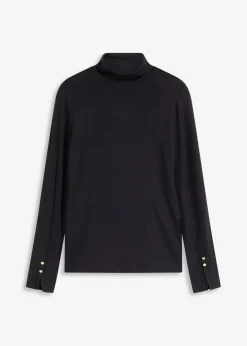 Best Rollkragenshirt mit dekorativen Knöpfen Damen Shirts & Tops