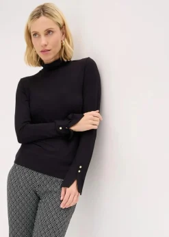 Best Rollkragenshirt mit dekorativen Knöpfen Damen Shirts & Tops