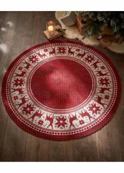 bonprix Runde Teppiche|Veloursteppiche|Runder Teppich mit Weihnachtsmotiv