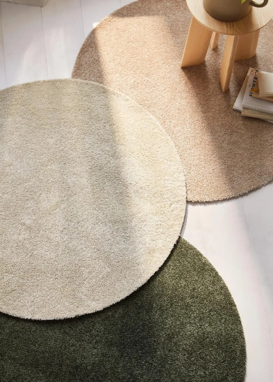 Runder waschbarer Teppich mit weichem Flor Runde Teppiche|Veloursteppiche