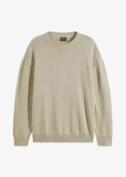 Herren bonprix Pullover & Strickjacken|Große Größen|Rundhalspullover aus weichem Baumwollmix, Loose Fit