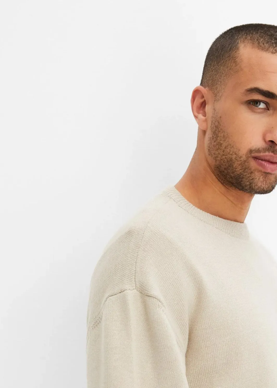 Herren bonprix Pullover & Strickjacken|Große Größen|Rundhalspullover aus weichem Baumwollmix, Loose Fit
