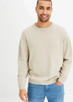 Herren bonprix Pullover & Strickjacken|Große Größen|Rundhalspullover aus weichem Baumwollmix, Loose Fit