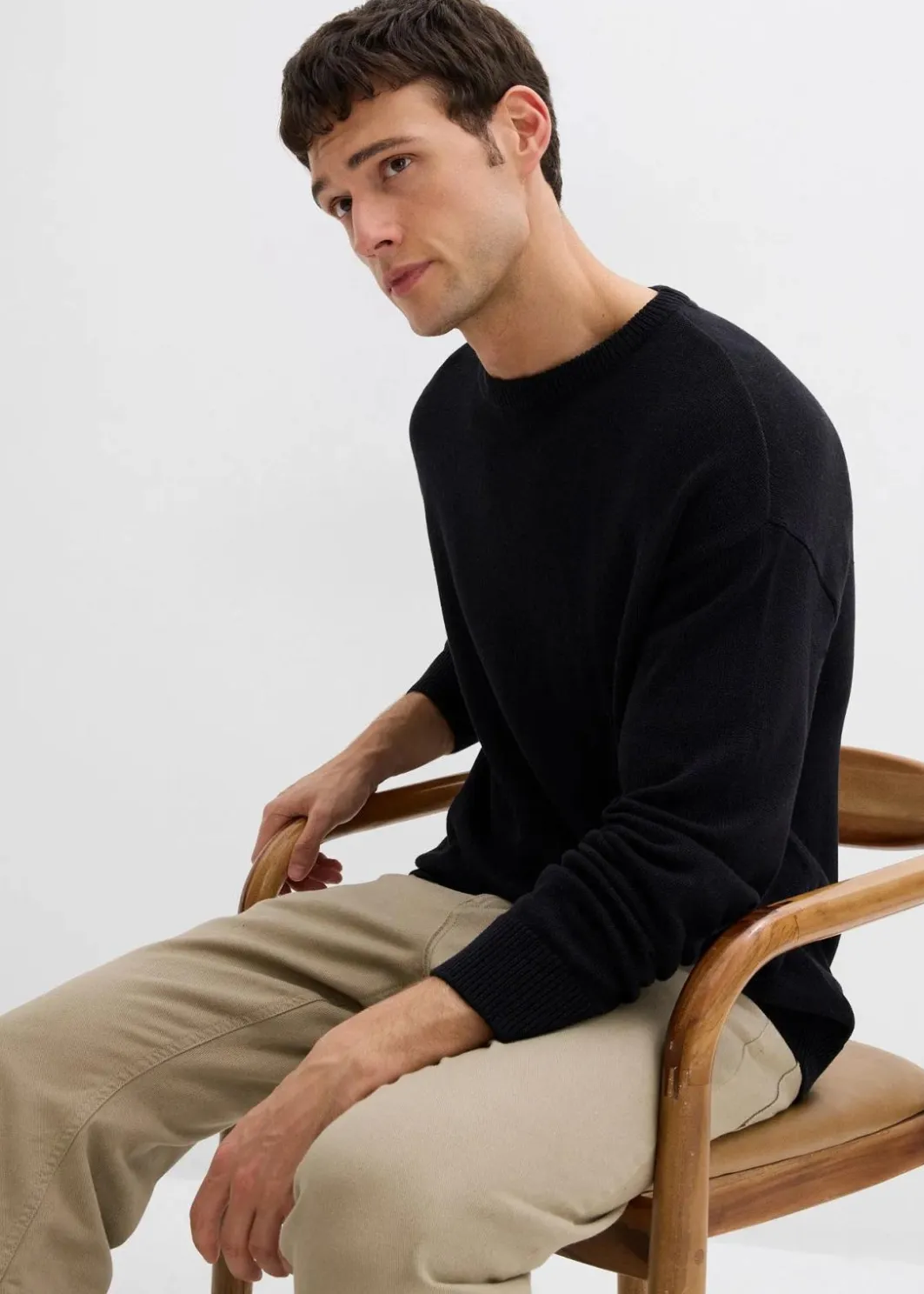 Clearance Rundhalspullover aus weichem Baumwollmix, Loose Fit Herren Große Größen|Pullover & Strickjacken