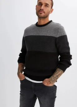 Herren bonprix Pullover & Strickjacken|Große Größen|Rundhalspullover im Colourblocking