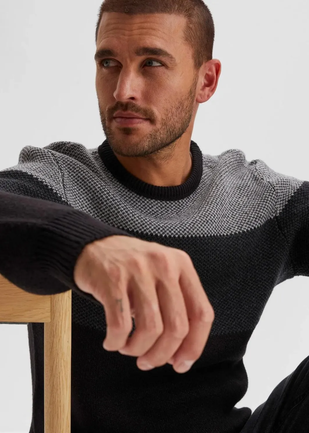 Herren bonprix Pullover & Strickjacken|Große Größen|Rundhalspullover im Colourblocking