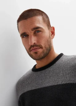 Herren bonprix Pullover & Strickjacken|Große Größen|Rundhalspullover im Colourblocking
