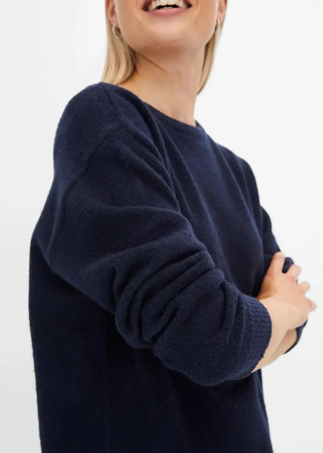 Damen bonprix Strickmode|Pullover & Strickjacken|Rundhalspullover mit überschnittener Schulter