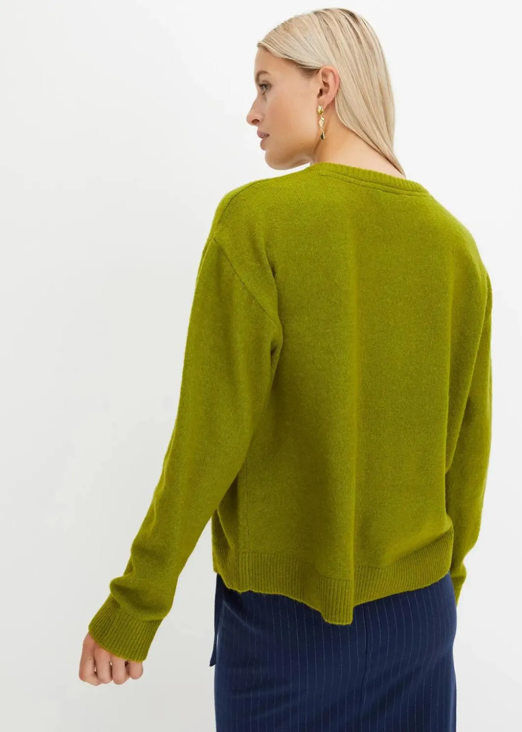 Damen bonprix Strickmode|Pullover & Strickjacken|Rundhalspullover mit überschnittener Schulter