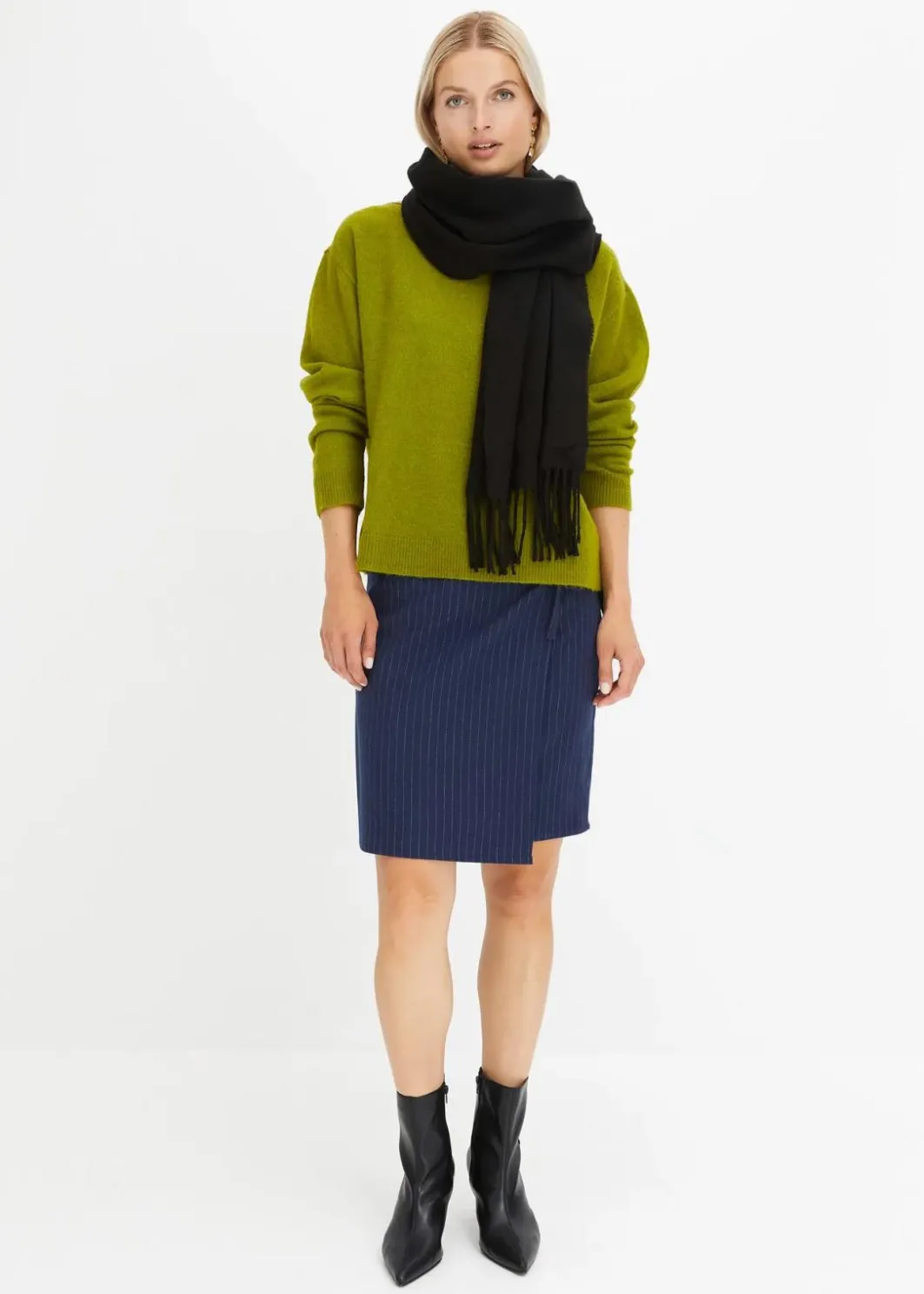 Damen bonprix Strickmode|Pullover & Strickjacken|Rundhalspullover mit überschnittener Schulter