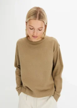 Damen bonprix Strickmode|Pullover & Strickjacken|Rundhalspullover mit überschnittener Schulter