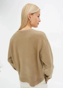 Damen bonprix Strickmode|Pullover & Strickjacken|Rundhalspullover mit überschnittener Schulter