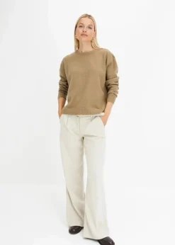 Damen bonprix Strickmode|Pullover & Strickjacken|Rundhalspullover mit überschnittener Schulter