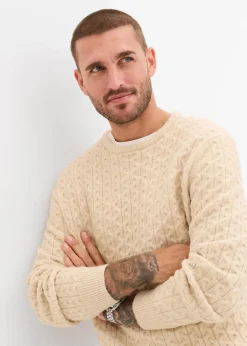 Herren bonprix Große Größen|Pullover & Strickjacken|Rundhalspullover mit Strukturmuster