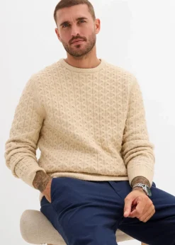 Herren bonprix Große Größen|Pullover & Strickjacken|Rundhalspullover mit Strukturmuster
