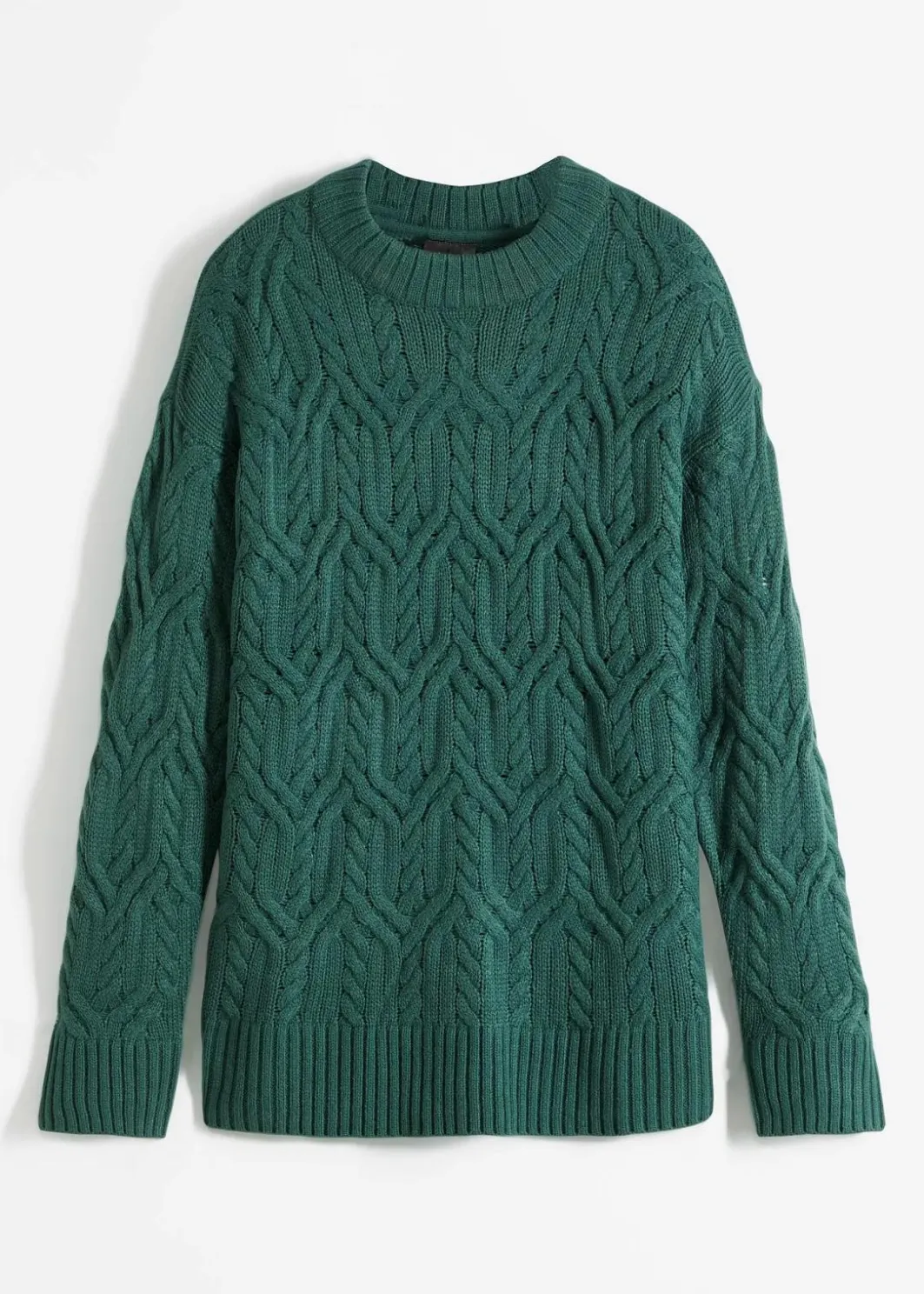Damen bonprix Strickmode|Pullover & Strickjacken|Rundhals-Pullover mit Zopfmuster