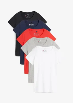 Outlet Rundhals-Shirt (5er-Pack) Damen Shirts & Tops|Basics