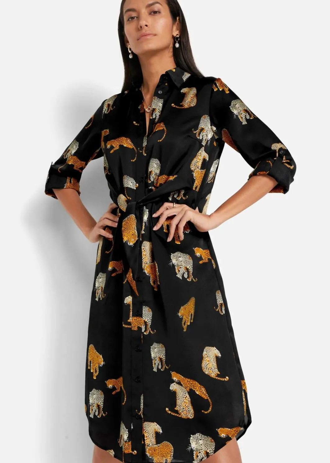 Damen bonprix Bekleidung·Pullover & Strickjacken|Kleider|Satin Hemdblusenkleid