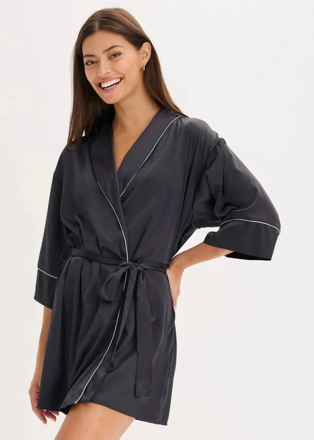Discount Satin Kimono mit Glanzeffekt Damen Wäsche·Dessous|Wäsche·Bademäntel