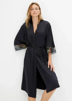 Satin Kimono mit Stickerei Damen Wäsche·Dessous|Wäsche·Bademäntel