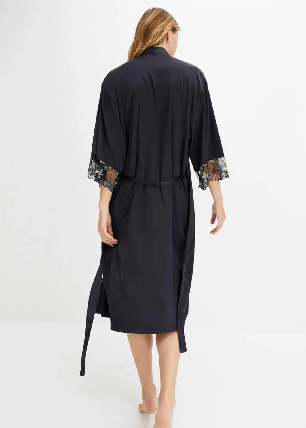 Satin Kimono mit Stickerei Damen Wäsche·Dessous|Wäsche·Bademäntel