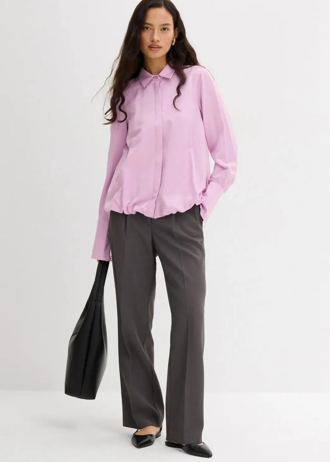 Damen bonprix Blusen & Tuniken|Bekleidung·Jacken & Mäntel|Satinbluse aus Viskose-Mix