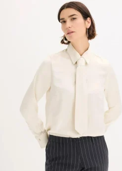 Damen bonprix Blusen & Tuniken|Bekleidung·Jacken & Mäntel|Satinbluse mit abnehmbarer Krawatte (2-tlg.)