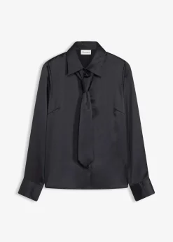 Damen bonprix Bekleidung·Jacken & Mäntel|Blusen & Tuniken|Satinbluse mit abnehmbarer Krawatte (2-tlg.)