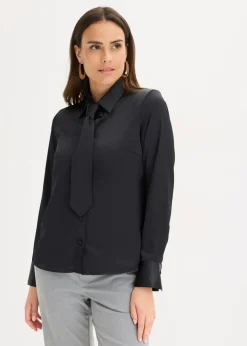 Damen bonprix Bekleidung·Jacken & Mäntel|Blusen & Tuniken|Satinbluse mit abnehmbarer Krawatte (2-tlg.)
