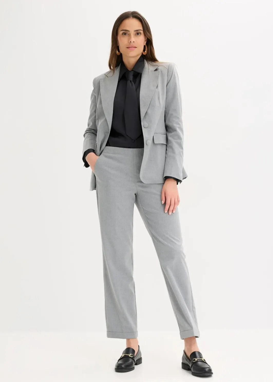 Damen bonprix Bekleidung·Jacken & Mäntel|Blusen & Tuniken|Satinbluse mit abnehmbarer Krawatte (2-tlg.)