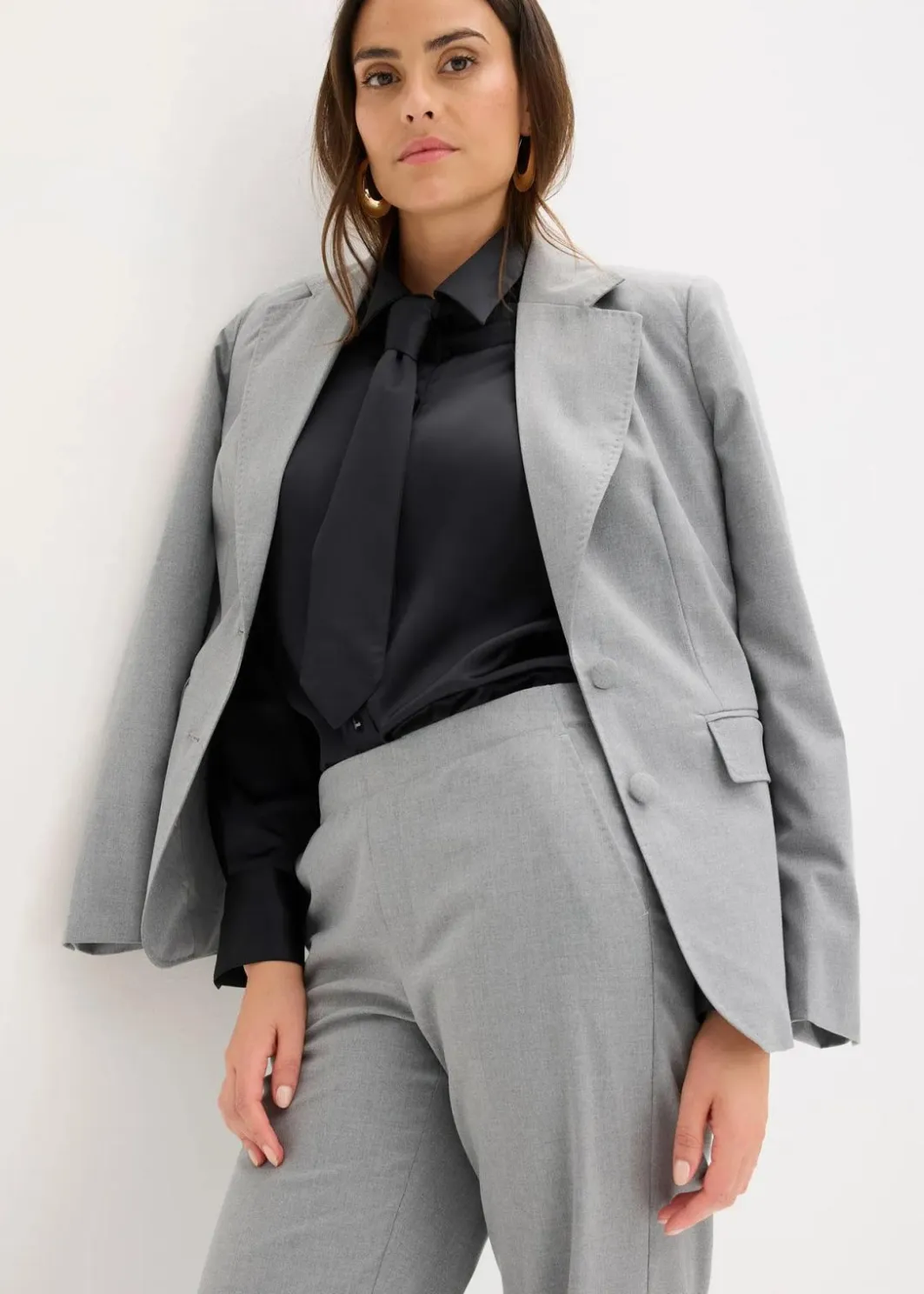 Damen bonprix Bekleidung·Jacken & Mäntel|Blusen & Tuniken|Satinbluse mit abnehmbarer Krawatte (2-tlg.)