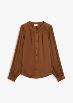 Damen bonprix Blusen & Tuniken|Bekleidung·Jacken & Mäntel|Satinbluse mit Spitzenbändern