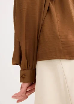 Damen bonprix Blusen & Tuniken|Bekleidung·Jacken & Mäntel|Satinbluse mit Spitzenbändern