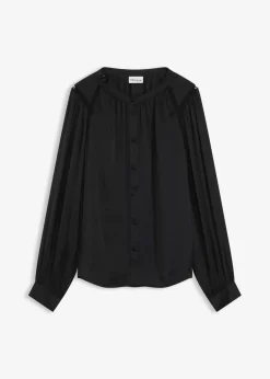 Damen bonprix Bekleidung·Jacken & Mäntel|Blusen & Tuniken|Satinbluse mit Spitzenbändern