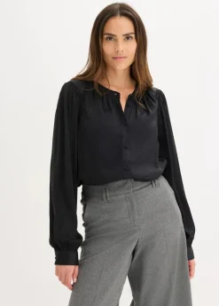 Damen bonprix Bekleidung·Jacken & Mäntel|Blusen & Tuniken|Satinbluse mit Spitzenbändern