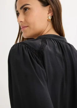 Damen bonprix Bekleidung·Jacken & Mäntel|Blusen & Tuniken|Satinbluse mit Spitzenbändern