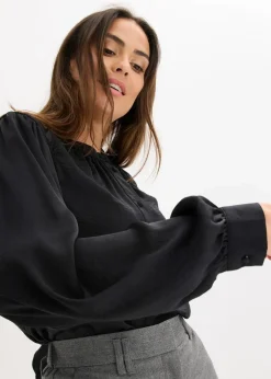 Damen bonprix Bekleidung·Jacken & Mäntel|Blusen & Tuniken|Satinbluse mit Spitzenbändern