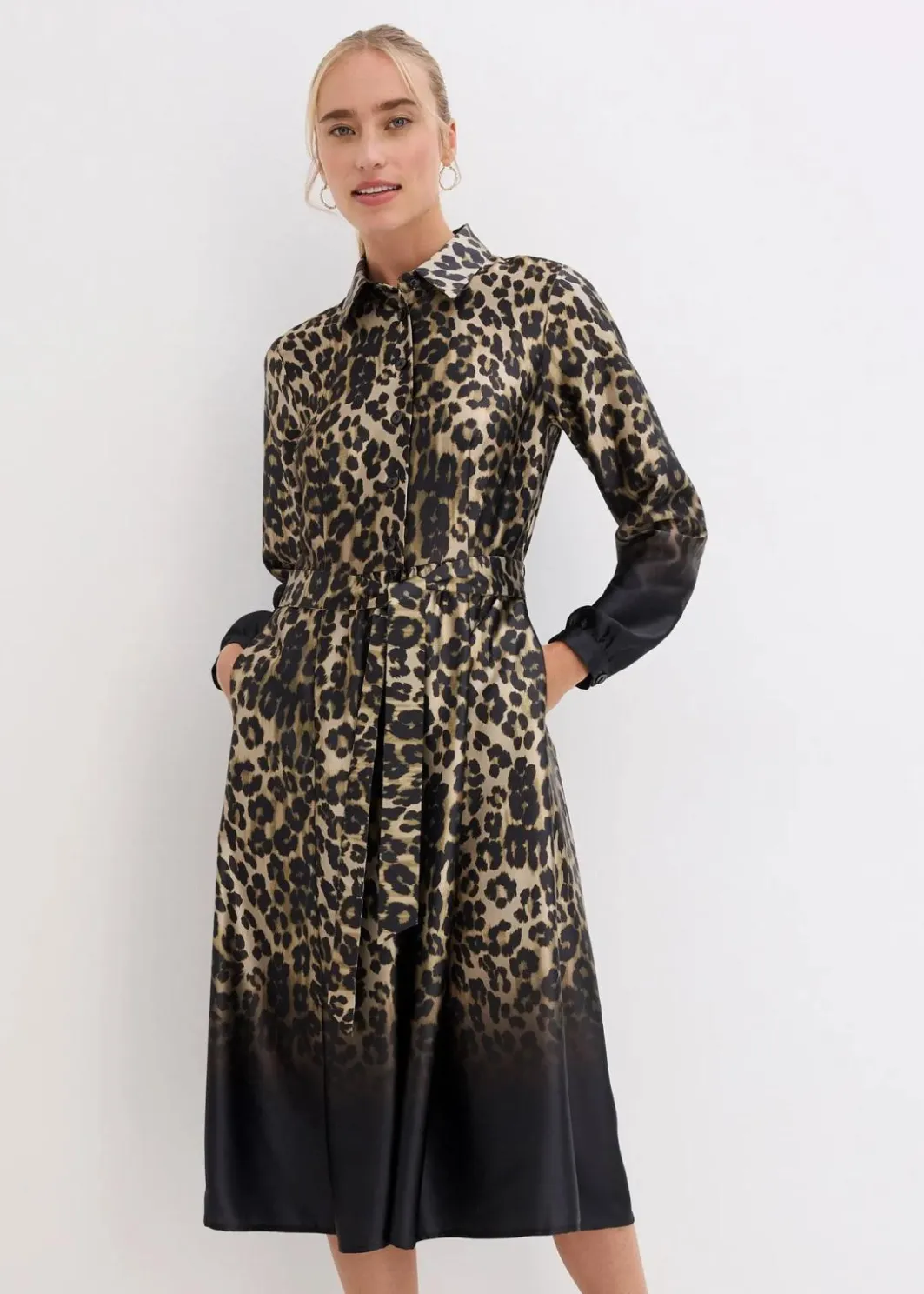 Damen bonprix Bekleidung·Pullover & Strickjacken|Kleider|Satin-Hemdblusenkleid