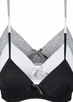 Damen bonprix Wäsche·Basics|Wäsche·Baumwollunterwäsche|Schalen BH ohne Bügel mit Bio-Baumwolle (3er Pack)