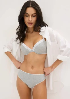 Damen bonprix Große Cups D-H|Nachhaltigere Materialien|Schalen-BH mit Bügel mit Baumwolle und Spitze