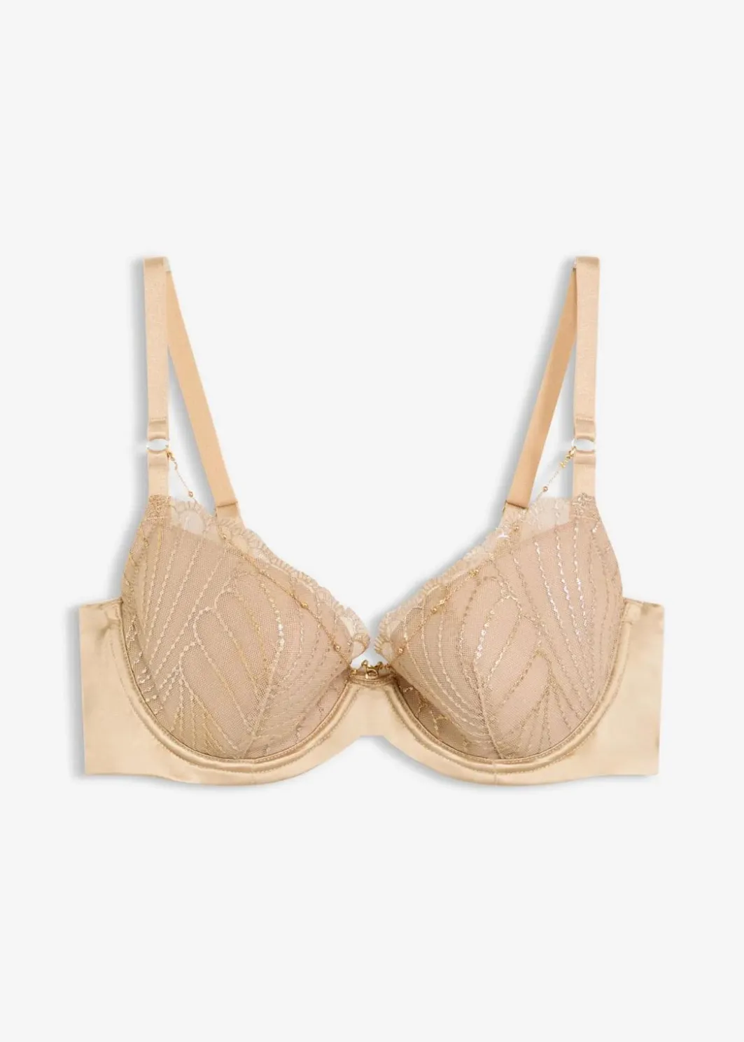 Damen bonprix Große Cups D-H|Bhs|Schalen-BH mit zarter Stickerei und abnehmbaren Ketten-Accessoire