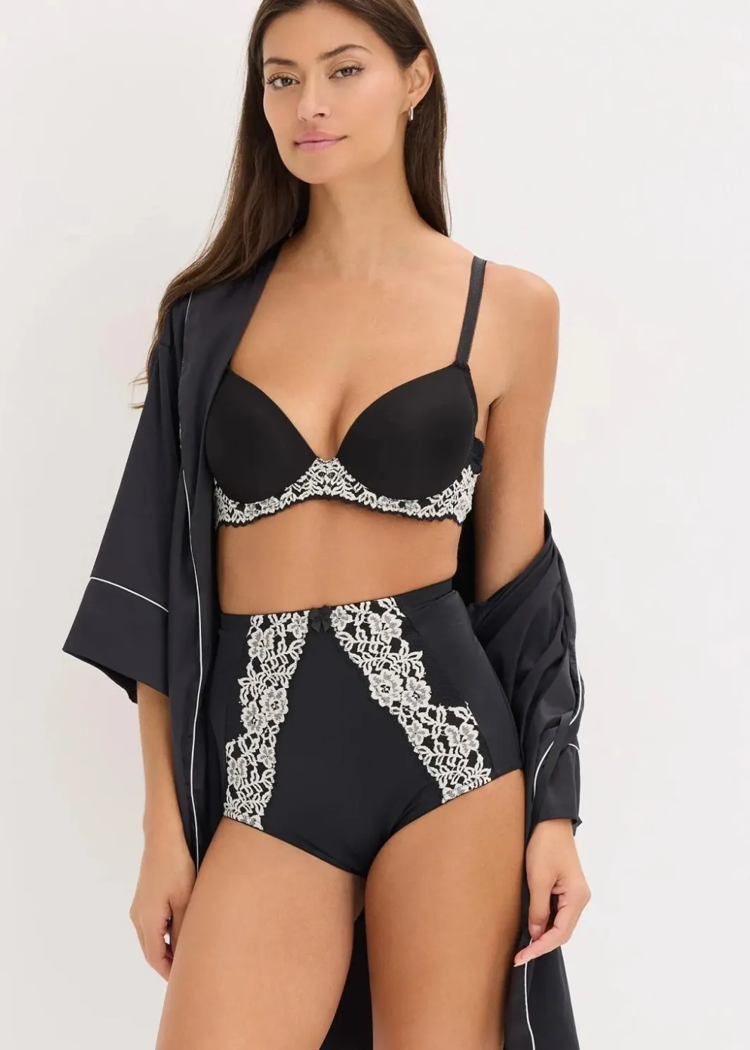 New Schalen-BH mit zweifarbiger Spitze Damen Große Cups D-H|Nachhaltigere Materialien