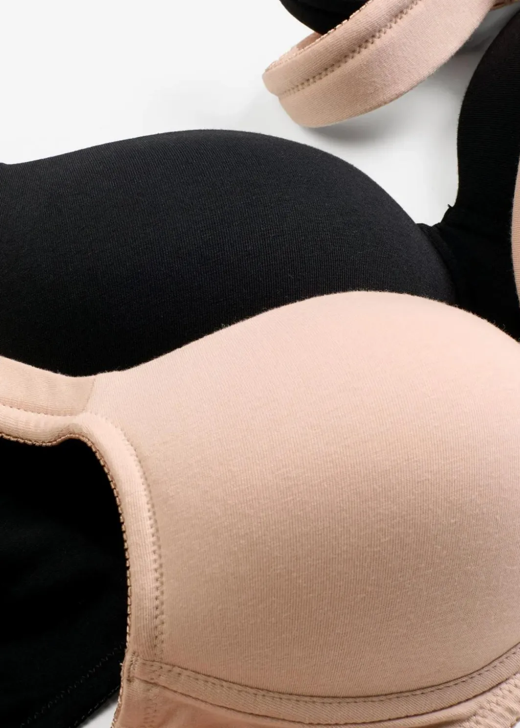 Damen bonprix Wäsche·Baumwollunterwäsche|Wäsche·Große Cups D-H|Schalen-BH ohne Bügel mit Bio-Baumwolle (2er Pack)