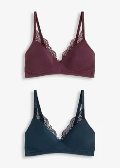 Damen bonprix Große Cups D-H|Nachhaltigere Materialien|Schalen-BH ohne Bügel mit Bio-Baumwolle (2er Pack)
