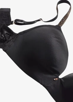 Damen bonprix Dessous|Bhs|Schalen-BH ohne Bügel mit glitzernden Trägern